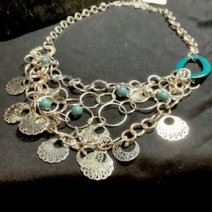Silver and Turquoise Multi Strand Necklace